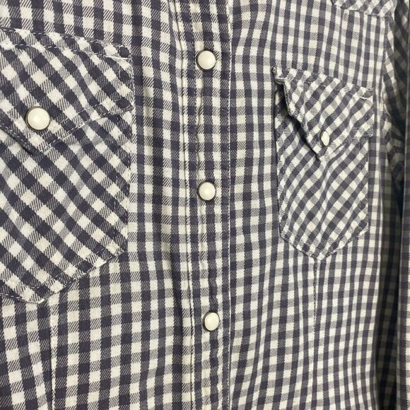 LEVI’S Women’s Western Pearl Snaps Checkered Shirt Dress Size S - Picture 3 of 12